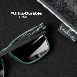 Eyewearlabs OKNO | Polarized Full Rim Square Branded Stylish Sunglasses For Men & Women | 100% UV Protection Shades | Cricket Sports Cycling Driving | Medium | Moto X2, Olive Black, M