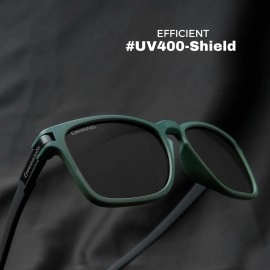 Eyewearlabs OKNO | Polarized Full Rim Square Branded Stylish Sunglasses For Men & Women | 100% UV Protection Shades | Cricket Sports Cycling Driving | Medium | Moto X2, Olive Black, M