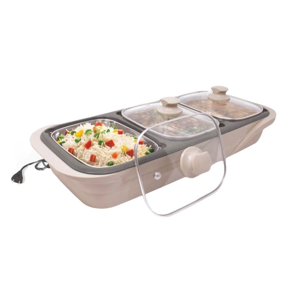 DELISOGA 3 in 1 E-Warmer The Electrical Chafing Dish | Stainless Steel 3 Dish Food Warmer and Buffet Server