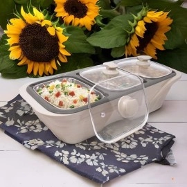 DELISOGA 3 in 1 E-Warmer The Electrical Chafing Dish | Stainless Steel 3 Dish Food Warmer and Buffet Server