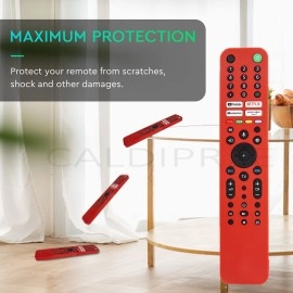 Caldipree Silicone Remote Cover Case Pouch Compatible for RMF-TX520P Remote Case for Sony Smart Tv Voice Remote with Remote Loop (Black)