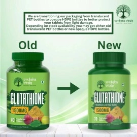 Vruksha Vitals Glutathione 1500 mg - 70 Tablets with Vitamin C and Milk Thistle, Amla & Grapeseed Extracts (Plant based Capsules Supplement)