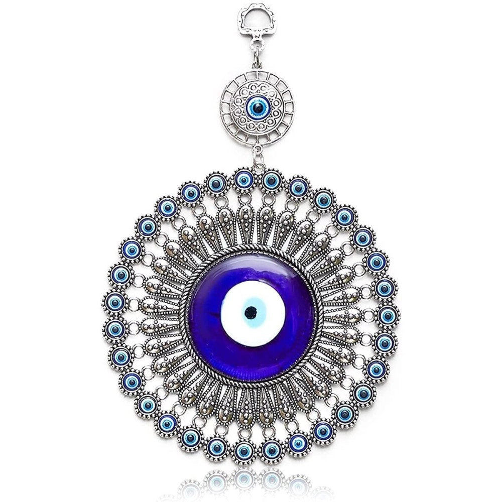 BLUE BEADS Evil Eye Hanging/Door Hanging Prevent Bad Energy Bring Wealth Fortune Coloured Glaze Alloy Evil Eye Hanging Ornament,Evil Eye Decor,Evil Eye Car Ornament (Sun Design)