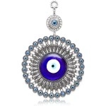 BLUE BEADS Evil Eye Hanging/Door Hanging Prevent Bad Energy Bring Wealth Fortune Coloured Glaze Alloy Evil Eye Hanging Ornament,Evil Eye Decor,Evil Eye Car Ornament (Sun Design)