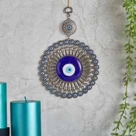 BLUE BEADS Evil Eye Hanging/Door Hanging Prevent Bad Energy Bring Wealth Fortune Coloured Glaze Alloy Evil Eye Hanging Ornament,Evil Eye Decor,Evil Eye Car Ornament (Sun Design)