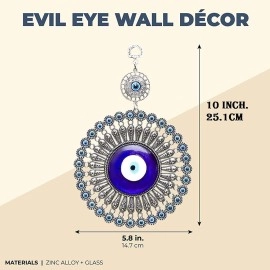 BLUE BEADS Evil Eye Hanging/Door Hanging Prevent Bad Energy Bring Wealth Fortune Coloured Glaze Alloy Evil Eye Hanging Ornament,Evil Eye Decor,Evil Eye Car Ornament (Sun Design)