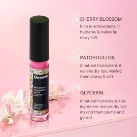 QUENCH BOTANICS Illuminating Tinted Lip Oil with Cherry Blossom & Patchouli Oil (Pink) | Korean Lip Balm for Plump, Glossy & Smooth Lips | Non-Sticky, Non-Greasy | Made in Korea (5ml)