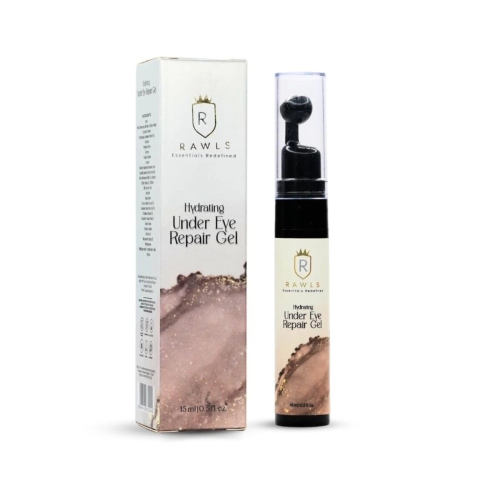 RAWLS Hydrating Under Eye Cream Gel/Enriched with Aloe Vera Ext and Coffee Ext/Massage Roller to Reduce Dark Circles/No Paraben, No Sulphate and No Silicon/All Skin Type-15 ml