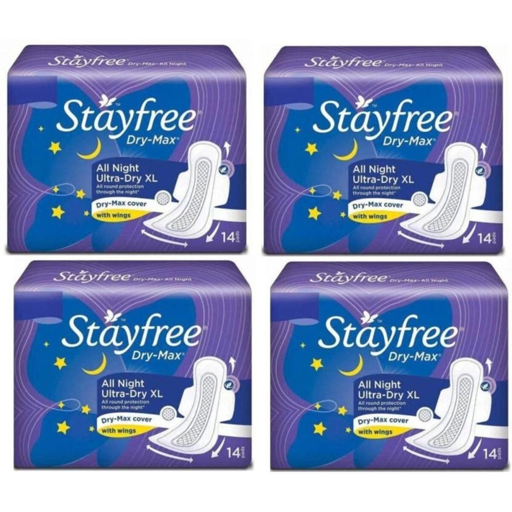 STAYFREE best Dry-Max All Night Ultra-Dry With Wings - XL (14 +14 +14 +14 Sanitary Pads) Sanitary Pad (Pack of 56)