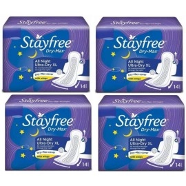 STAYFREE best Dry-Max All Night Ultra-Dry With Wings - XL (14 +14 +14 +14 Sanitary Pads) Sanitary Pad (Pack of 56)