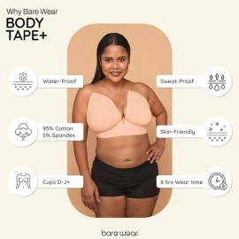 bare wear Body Tape Plus Waterproof & Sweat-Proof Body Tape Roll Safe to Use Directly on Skin Breast Lifting Tape - 5m 10cm (Skin)