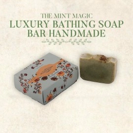 HAAPPY HERBS - BEAUTIFUL NATURALLY The Mint Magic Luxury Bathing Soap Bar Handmade -100Gms