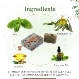 HAAPPY HERBS - BEAUTIFUL NATURALLY The Mint Magic Luxury Bathing Soap Bar Handmade -100Gms