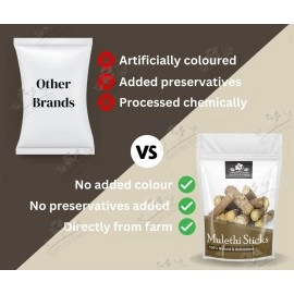 NATURE YARD Mulethi Stick Organic for Eating - 100 Gm - Licorice root/Yastimadhu/Glycyrrhiza glabra SticksF/for Hair and Body care-100% Natural & AntiOxidant