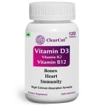 ClearCut Vitamin D3 K2 B12 Calcium tablet Joints bones Boosting Immunity supplement for men women 120