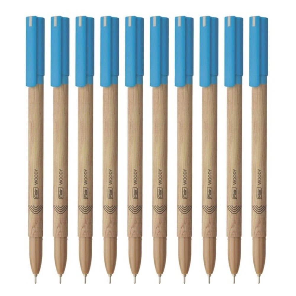 FLAIR Woody 0.7mm Ball Pen Box Pack | Attractive Woody Design | Smooth Ink Flow System With Low-Viscosity Ink | Smudge Free Writing | Blue Ink, Pack of 10 Pens