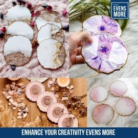 EVENS MORE DIY Resin 4 Inch Coaster Kit with 200Gm Crystal Clear and Glitter Round and Agate Mould