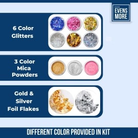 EVENS MORE DIY Resin 4 Inch Coaster Kit with 200Gm Crystal Clear and Glitter Round and Agate Mould