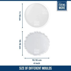 EVENS MORE DIY Resin 4 Inch Coaster Kit with 200Gm Crystal Clear and Glitter Round and Agate Mould