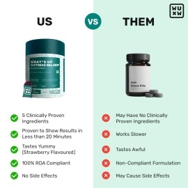 What\'s Up Wellness Stress Relief Gummies | For Men & Women with Chamomile, Passion Flower, L-theanine, Sage & Holy Basil, Reduces Stress, Anxiety and Improves Sleep - 30 Gummy Pack