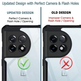 TheGiftKart Shockproof Crystal Clear Back Cover Case for OnePlus 11R 5G | 360 Degree Protection | Protective Design (PC, TPU | Transparent | Black Bumper) [Updated Design with Perfect Camera Holes]