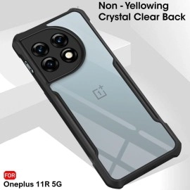 TheGiftKart Shockproof Crystal Clear Back Cover Case for OnePlus 11R 5G | 360 Degree Protection | Protective Design (PC, TPU | Transparent | Black Bumper) [Updated Design with Perfect Camera Holes]