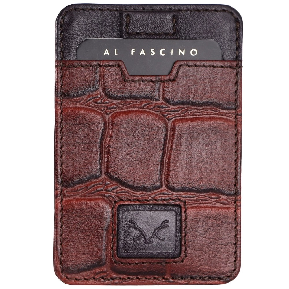 AL FASCINO Leather Credit Card Holder Leather Wallet for Men Slim Minimalist Front Pocket Slim Wallet, Brown, S, Casual