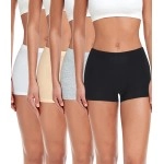 wirarpa Women\'s Cotton Boxer Shorts Panties Underpants Cycling Shorts Under Dress with Cotton Crotch Pack of 4 Black Grey White Beige Size XL