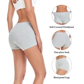 wirarpa Women\'s Cotton Boxer Shorts Panties Underpants Cycling Shorts Under Dress with Cotton Crotch Pack of 4 Black Grey White Beige Size XL