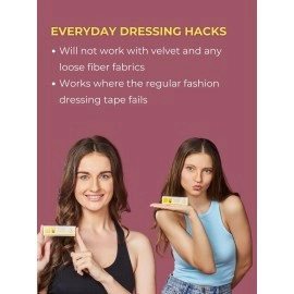 SLICKFIX Extra Strong Fashion Dressing Tape/Invisible Double-sided Body Tape (Fabric and Skin Friendly) Strong Adhesive for all day use | Transparent (Pack of 18)