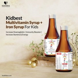 HealthBest Kidbest Multivitamin (200ml) & Kidbest Iron Haematinic Syrup (200ml) for 3-13 Years Kids | Combo Set