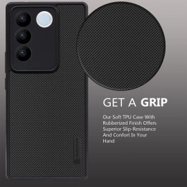 VIDO Silicone Super Frosted Raised Camera Protect Soft Back Case Cover for Vivo V27 Pro 5G / Vivo V27, Black