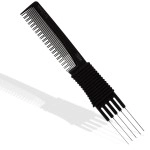 VEGA PROFESSIONAL Fork Comb (Carbon Anti-Static Black Line Hair Comb), (VPVCC-12)
