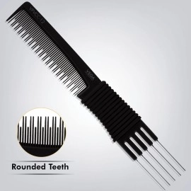 VEGA PROFESSIONAL Fork Comb (Carbon Anti-Static Black Line Hair Comb), (VPVCC-12)