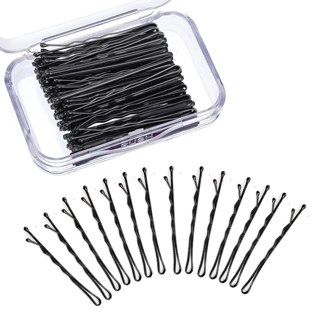 Temperia Bobby Hair Pins for Women & Girls (Pack of 100) (Small Pins - 5 cm) | Stylish Bob Hairpins for Hairstyling | Hair Styling Accessories Clips (Black)