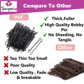 Temperia Bobby Hair Pins for Women & Girls (Pack of 100) (Small Pins - 5 cm) | Stylish Bob Hairpins for Hairstyling | Hair Styling Accessories Clips (Black)