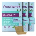 Panchamrit Melatonin 5mg Deep Sleep Supplement -90 Strips | Melting Oral Sleeping Strip with Ayurvedic Herbs, Valerian Root,Chamomile |Fast-Acting,Non-Addictive, No Sugar|Restful Sleep, Anxiety Relief