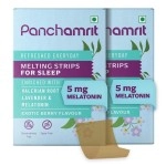 Panchamrit Melatonin 5mg Deep Sleep Supplement -60 Strips | Melting Oral Sleeping Strip with Ayurvedic Herbs, Valerian Root,Chamomile |Fast-Acting,Non-Addictive, No Sugar|Restful Sleep, Anxiety Relief