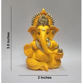 Gold Art India Mango terracotta Finish Ganesha for Car Dashboard Home Decor Gifting Diwali Birthday Festivals 3.5 x 2 Inches