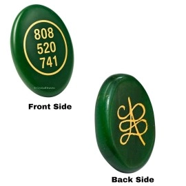 Crystal Heaven Green Zibu Symbols for Money - Lucky Stone 808520741 Zibu Coin - 520741 Stone for Money, Wealth, Abundance and Prosperity Manifestation (Oval, Green)