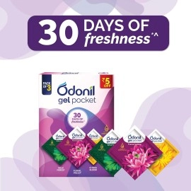 Odonil Gel Pocket Mix - 30g (Assorted pack of 3 new fragrances) | Infused with Essential Oils | Germ Protection |Long Lasting | Lasts Up to 30 days | Air Freshener for Bathroom, Toilet, Home & Office