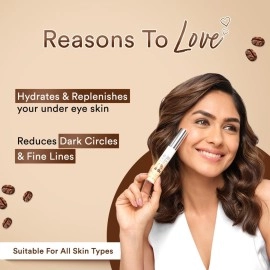 Lacto Calamine Under Eye Cream For Dark Circles for Women & Men | Fine Lines & Puffy Eyes With Cooling Massage Roller | 15g | With Coffee Oil, Multi-Peptides, Niacinamide, & Vitamin E