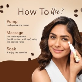 Lacto Calamine Under Eye Cream For Dark Circles for Women & Men | Fine Lines & Puffy Eyes With Cooling Massage Roller | 15g | With Coffee Oil, Multi-Peptides, Niacinamide, & Vitamin E