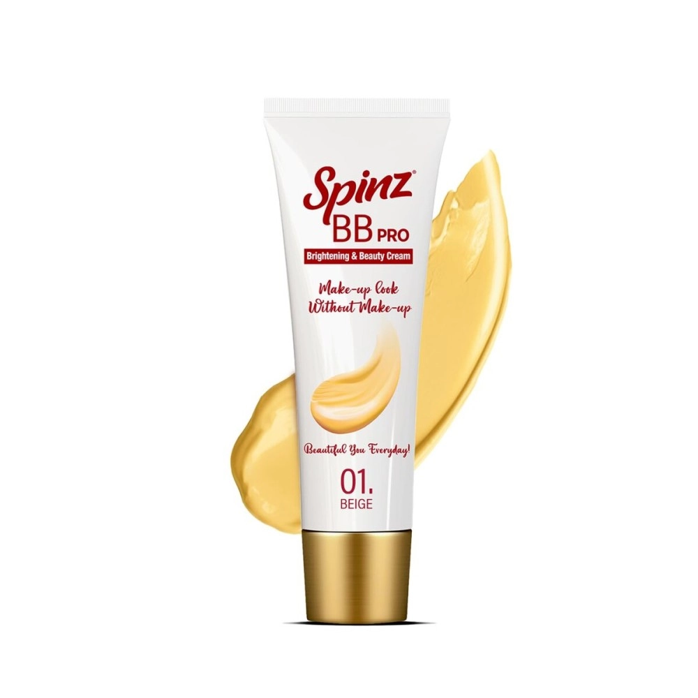 Spinz BB Pro Brightening & Beauty Face Cream with SPF 20 PA++ (Beige 01) | All-in-One Daily Cream with Silky Smooth Formula | Instant Brightness, Covers Dark Spots (29g)