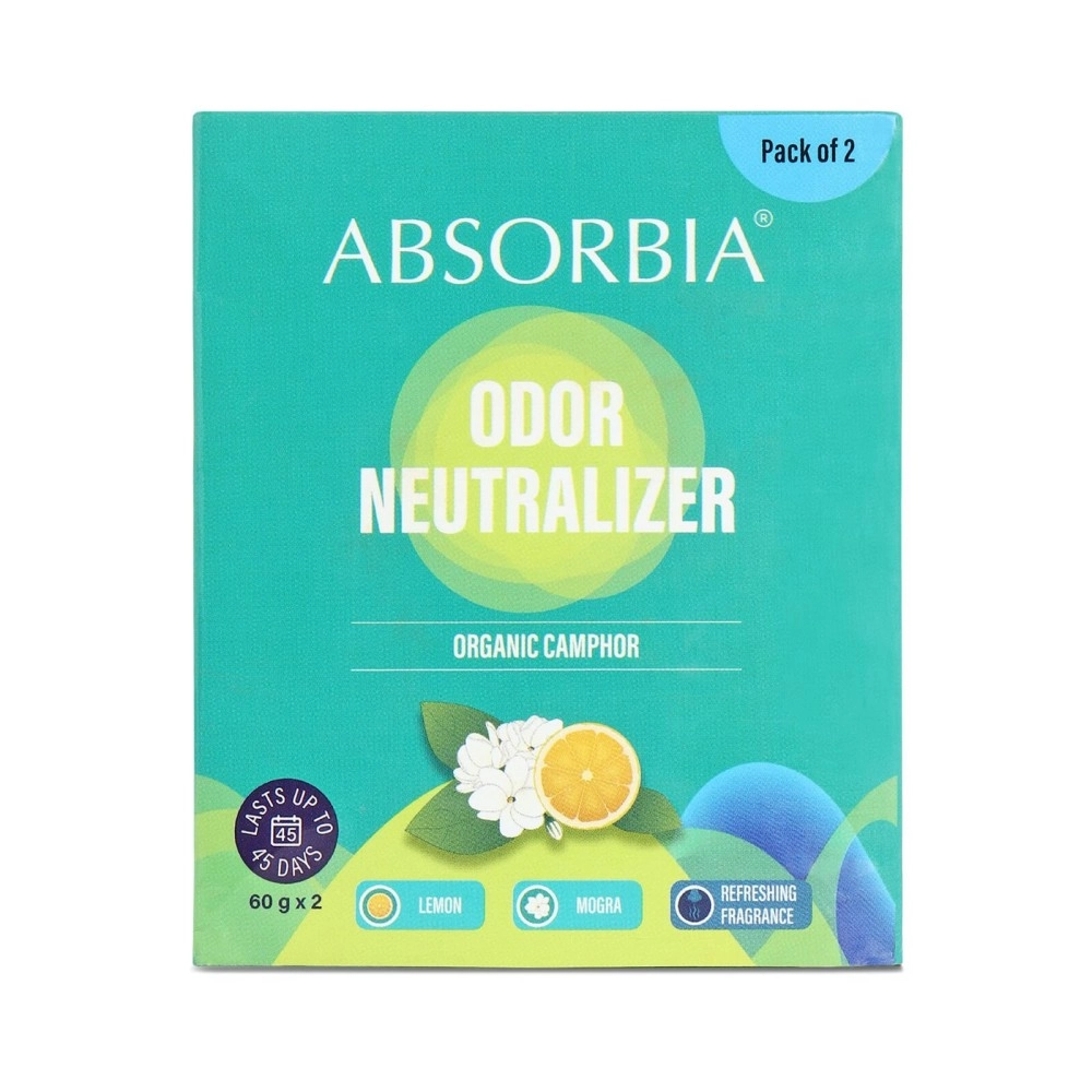 ABSORBIA Camphor 60g X 2 Air freshener - with fragrance Mogra and Lemon
