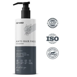 Nirvasa Anti-Hair Fall Shampoo for Men and Women | Infused with Saw Palmetto & Biotin | Helps in Blocking DHT, Reducing Hair Fall & Preventing Breakage | Sulphate Free Formula | 200ml