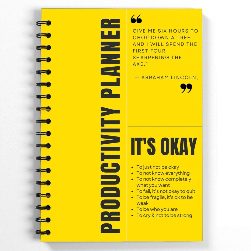 Amazon Brand - Eono Daily Planner Undated, Schedule Your Day, Manage to-do List, Goals Tracker, Wellness Tracker - 3 Month Planner(Yelllow/Prod. Planner)