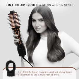 Urban yog MakeMeeBold 3-in-1 Hot Air Brush | 1.5-inch Barrel | Hair Dryer Hair Straightener Volumizer Blow Dryer Styling Tool,1200 Watt, Multicolour
