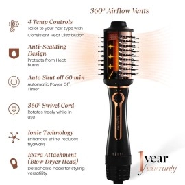 Urban yog MakeMeeBold 3-in-1 Hot Air Brush | 1.5-inch Barrel | Hair Dryer Hair Straightener Volumizer Blow Dryer Styling Tool,1200 Watt, Multicolour