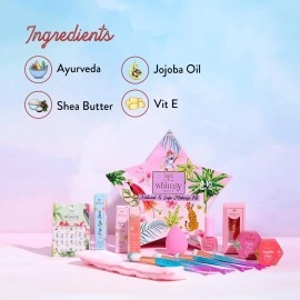 Whimsy 12 Pcs Organic Beauty Kit for Girls | Safe Makeup Kit | Birthday Gift for 4 5 6 7 8 9 10 11 12-16 Years Old | Non-Toxic Kids Lip balm, Eye Glitter, Eye Liner, Kids Lip Gloss & Mermaid Accessor